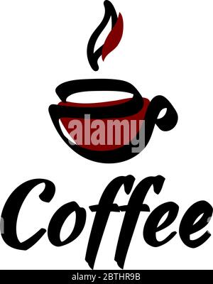 Logo d'illustration vectoriel café avec une tasse abstraite noire et brune Illustration de Vecteur