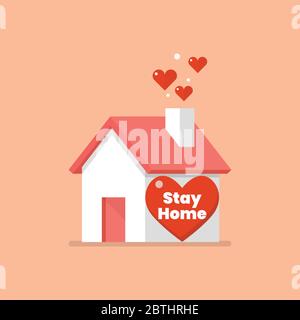 Icône maison avec mot rester à la maison. illustration vectorielle de style plat Illustration de Vecteur