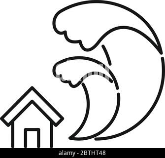 Icône tsunami désastre. Outline tsunami catastrophe vector icône pour la conception de sites Web isolé sur fond blanc Illustration de Vecteur