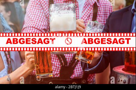 Information abgesagte ( engl. Annuled ) événements, fête, Munich festival de bière, festivals de musique avec historique de l'événement. Concept d'éclosion pandémique. Banque D'Images