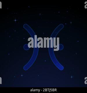 Poissons, le signe zodiaque sur le ciel étoilé. Illustration de Vecteur