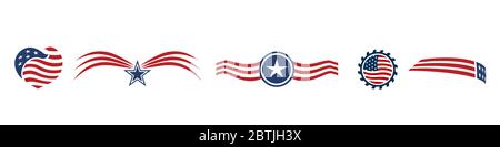 Définir les icônes USA rouge blanc et bleu étoiles et bandes logo vecteur Illustration de Vecteur