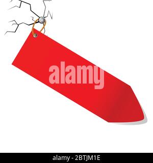 étiquette de couleur rouge avec fissure sur le vecteur de paroi Illustration de Vecteur