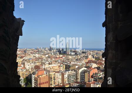 Barcelone, capitale cosmopolite de la Catalogne espagnole, est connue pour son art et son architecture. Banque D'Images