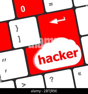 Mot hacker sur le clavier, l'attaque, le concept de terrorisme internet Banque D'Images