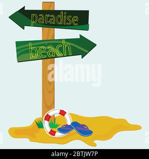 panneau de signalisation pour l'illustration du vecteur de plage paradise Illustration de Vecteur