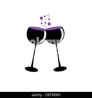 toaster avec deux verres de vin sur blanc Illustration de Vecteur