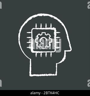 Icône blanche de la cybernétique sur fond noir Illustration de Vecteur