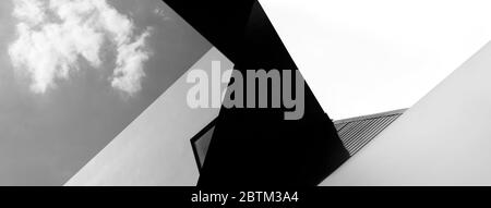 abstrait moderne architecture noir et blanc abstrait avec ciel créatif bannière arrière-plan