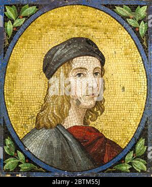 Raffaello Sanzio da Urbino, Raphaël (1483-1520), peintre et architecte italien, mosaïque de portrait, non daté, peut-être 19e ou 20e siècle Banque D'Images