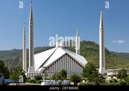 Mosquée Faisal, mosquée moderne en forme de tente bédouine, Islamabad, territoire de la capitale d'Islamabad, Pakistan, Asie du Sud, Asie Banque D'Images