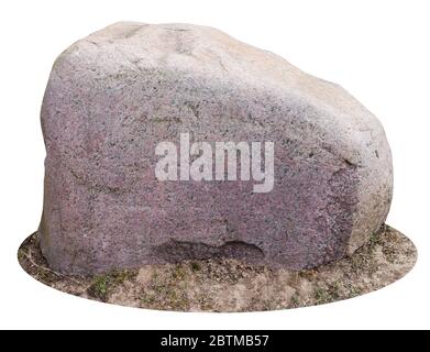 Grande pierre d'amont en granit naturel rouge isolée sur blanc Banque D'Images