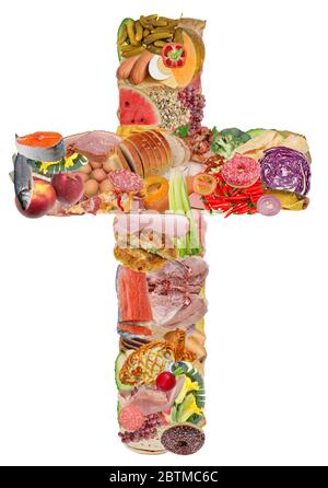 Jésus Croix fait de la nourriture délicieuse et nous aide dans la faim isolé collage fait main Banque D'Images