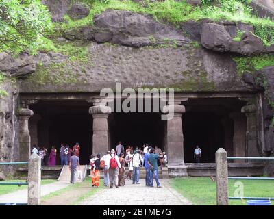 Grottes d'Elephanta à Maharashtra, Inde Banque D'Images