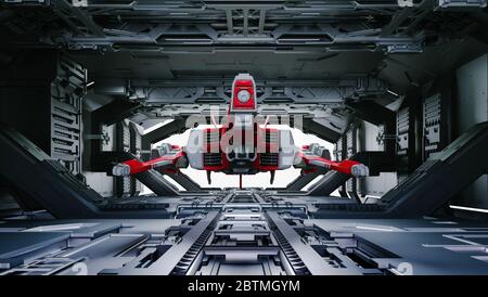 installation futuriste 3d et rendu de vaisseau spatial Banque D'Images