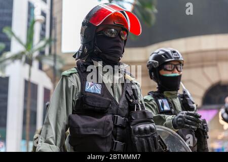 Central, Hong Kong. 27 mai 2020 Hong Kong proteste contre la loi nationale d'hymne. Crédit : David Ogg / Alamy Live News Banque D'Images