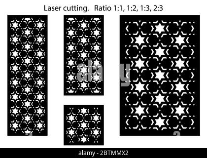 Écran de protection, modèle de clôture de confidentialité. Panneau vectoriel découpé au laser, écran, clôture, séparateur. CNC motif décoratif, design jali, élément intérieur. Islamique Illustration de Vecteur
