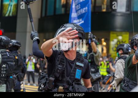 Central, Hong Kong. 27 mai 2020 Hong Kong proteste contre la loi nationale d'hymne. Crédit : David Ogg / Alamy Live News Banque D'Images