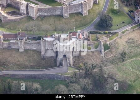 Vue aérienne du château de Douvres en Angleterre Banque D'Images