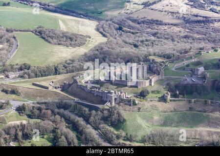 Vue aérienne du château de Douvres en Angleterre Banque D'Images