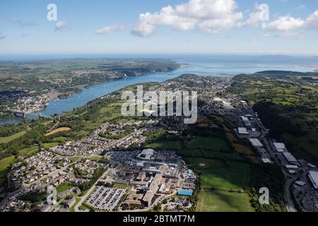 Vue aérienne de Bangor au pays de Galles Banque D'Images