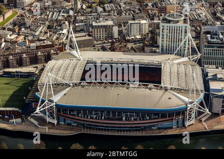 Vue aérienne du stade de Cardiff Principauté au pays de Galles Banque D'Images