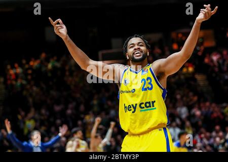 Braunschweig, Allemagne, 27 décembre 2019: Trevor Releford de Basketball Lowen Braunschweig pendant le match de basketball BBL Bundesliga Banque D'Images