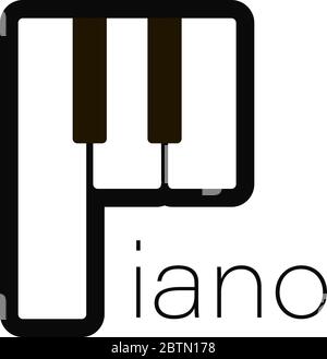 Logo de piano. Music design illustration. Icône style piano en télévision. Instrument de musique piano sur fond blanc. vector Illustration de Vecteur