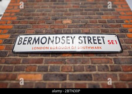 Rue signe pour Bermondsey Street dans la zone SE1 du quartier de Southwark à Londres, Londres Banque D'Images