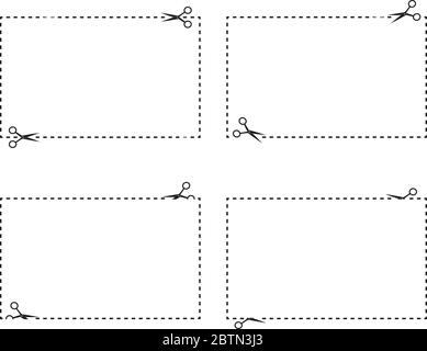 Les Ciseaux coupent coupon fixé. Ciseaux icône isolé sur fond blanc. Vector illustration Illustration de Vecteur