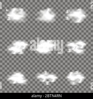 Série réaliste de nuages. Ciel nuages transparents. Jeu de nuages. Conception réaliste. Vector illustration Illustration de Vecteur