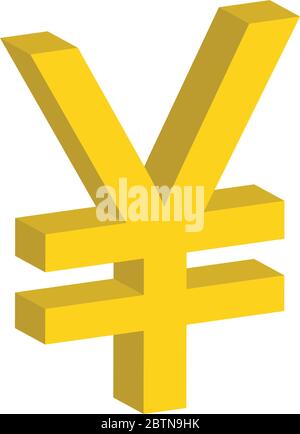 Icône jaune papier. Symbole yen icône de vecteur isométrique 3D Illustration de Vecteur