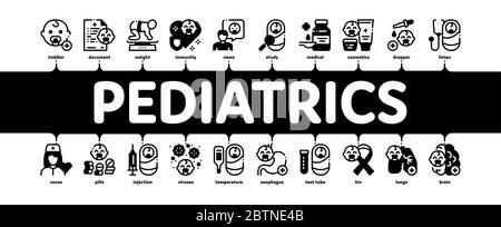 Pediatrics Medical minimal Infographic Banner Vector Illustration de Vecteur