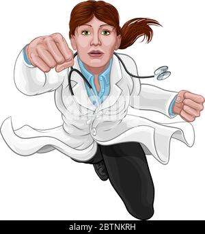 Médecin femme Super Hero Medical concept Illustration de Vecteur