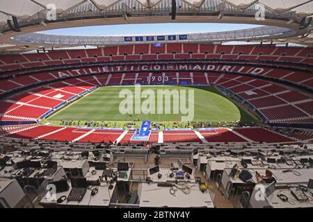 MADRID, ESPAGNE - 31 MAI 2019 : vue générale du lieu photographié un jour avant la finale de la Ligue des champions de l'UEFA 2018/19 entre Tottenham Hotspur (Angleterre) et le Liverpool FC (Angleterre) à Wanda Metropolitano. Banque D'Images