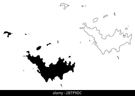 Carte de l'île de Saint-Barthelemy (France, République française, collectivité d'outre-mer) illustration vectorielle, croquis de griffonnage carte de Saint-Barths ou de Saint-Barts Illustration de Vecteur