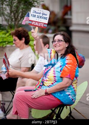 VFW Military Salute Parade et Patriotic Celebration dans le centre-ville de St. Louis, Missouri, États-Unis. Banque D'Images
