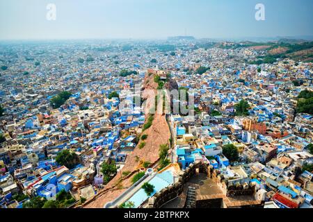 Vue aérienne de la ville bleue de Jodhpur. Jodphur, Rajasthan, Inde Banque D'Images