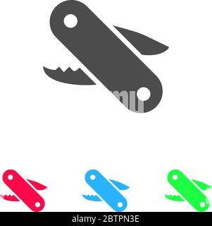 Icône MultiTool plate. Pictogramme de couleur sur fond blanc. Symbole d'illustration vectorielle et icônes bonus Illustration de Vecteur