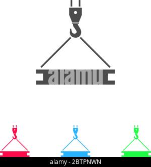 Icône de grue plate. Pictogramme de couleur sur fond blanc. Symbole d'illustration vectorielle et icônes bonus Illustration de Vecteur