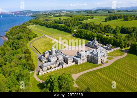 Vue aérienne de Hopetoun House, South Queensferry, West Lothian, Écosse, Royaume-Uni Banque D'Images