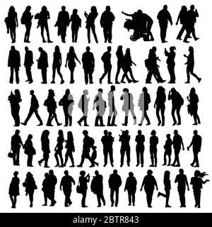 people set vector black silhouette Illustration de Vecteur