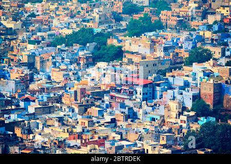 Vue aérienne de la ville bleue de Jodhpur. Jodphur, Rajasthan, Inde Banque D'Images