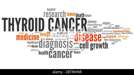 Le cancer de la thyroïde mot collage concept. Le traitement des maladies graves. Banque D'Images