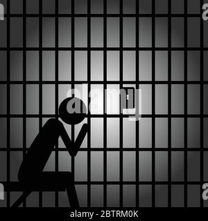 homme en prison illustration vecteur silhouette noire Illustration de Vecteur