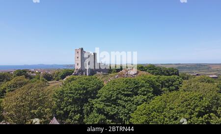 Vue aérienne du château de Roch, près de Haverfordwest Pembrokeshire Wales UK Banque D'Images