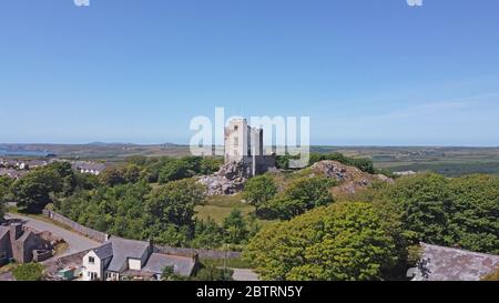 Vue aérienne du château de Roch, près de Haverfordwest Pembrokeshire Wales UK Banque D'Images