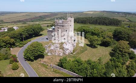 Vue aérienne du château de Roch, près de Haverfordwest Pembrokeshire Wales UK Banque D'Images