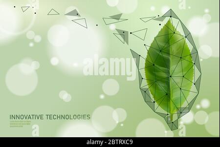 Extrait biologique essentiel de thé vert. Cosmétiques supplément de soins de la peau. Modèle d'affiche de vitamines de médecine de santé. Technologie innovante 3D écologique réaliste Illustration de Vecteur