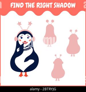 Jeu d'ombres assorties pour enfants. Trouvez la tâche d'observation correcte Illustration de Vecteur